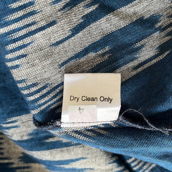 Yell Boho Linen Ikat Print Harem Drop Crotch Jumpsuit Blue Relaxed Festival M - Picture 11 of 12